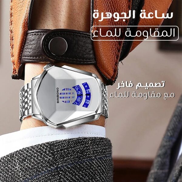 ⁦ساعة رجالي بسوار معدن فضي⁩ - الصورة ⁦2⁩