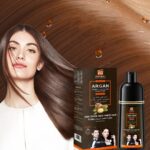 ⁦شامبو زيت الأرجان لصبغ الشعر بني غامق – تغذية ولون جذاب⁩ - الصورة ⁦3⁩